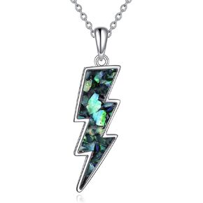 AINFQY Lightning Bolt Necklace 925 Sterling Silver White Opal Thunder/Reversible Boomerang Pendant Dainty Minimalist Flash/Darts Jewelry Gift for Women Girls in Kuwait