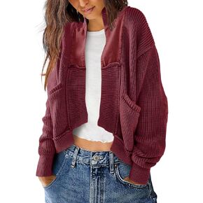 SENSERISE Womens Cardigan Sweaters Cable Knit Sweater Open Front Long Sleeve Chunky Cardigan Outerwear Coats