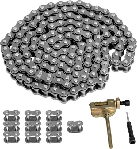 سلسلة دوارة Belleone 25 بطول 3 أقدام مع 10 وصلات توصيل وكسارة سلسلة، 25 سلسلة قيادة متوافقة مع دراجة صاروخية Razor 50cc MX500 MX650 SX500، مناسبة لسيارات Go Karts/الدراجات الصغيرة/الدراجات الترابية/الدراجات البخارية/ATV in Kuwait