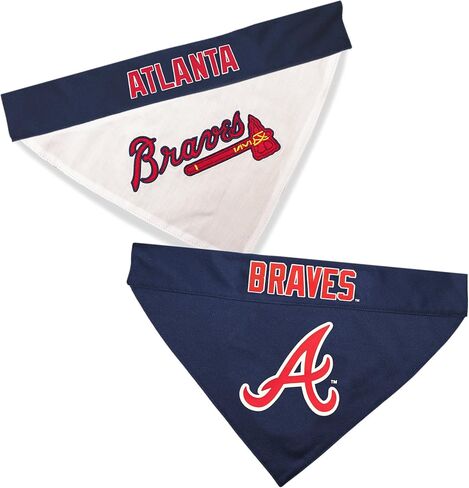 Pets First MLB Atlanta Braves Reversible Bandana Size XX-Large for Dogs & Cats. 2 Sided Sports Bandana,Premium Embroidery Team Logo, All MLB Teams Available in Saudi Arabia
