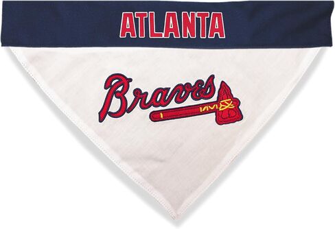 Pets First MLB Atlanta Braves Reversible Bandana Size XX-Large for Dogs & Cats. 2 Sided Sports Bandana,Premium Embroidery Team Logo, All MLB Teams Available in Saudi Arabia