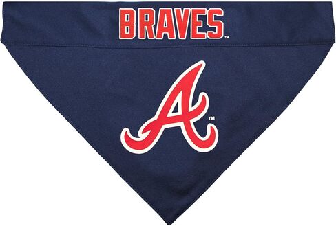 Pets First MLB Atlanta Braves Reversible Bandana Size XX-Large for Dogs & Cats. 2 Sided Sports Bandana,Premium Embroidery Team Logo, All MLB Teams Available in Saudi Arabia