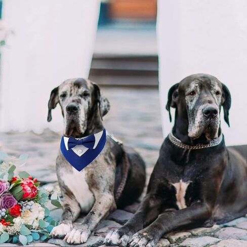 Formal Dog Tuxedo Bandana, 1 PCS Dog Wedding Bandana Adjustable Blue Neckerchief for Dogs and Cats, L in Saudi Arabia