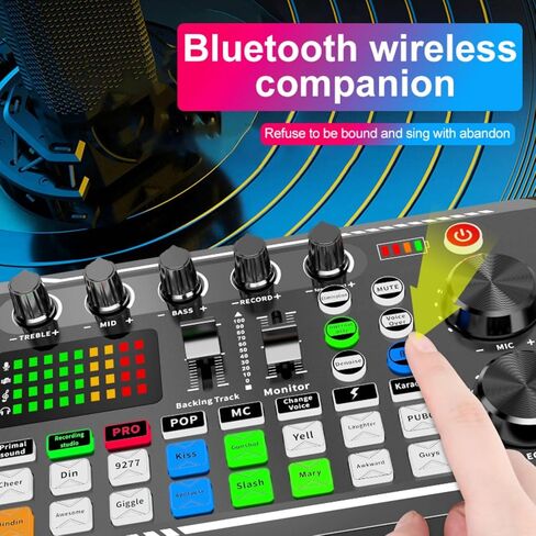 F998 Podcast Equipment Bundle for Tiktok and YouTube Vlog,Sound Board with Audio Interface,Condenser Karaoke Microphone,Streaming Podcast Starter Kit DJ Audio Mixer (F998+BM800 MIC) in Saudi Arabia