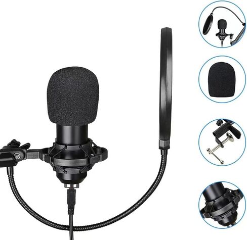 F998 Podcast Equipment Bundle for Tiktok and YouTube Vlog,Sound Board with Audio Interface,Condenser Karaoke Microphone,Streaming Podcast Starter Kit DJ Audio Mixer (F998+BM800 MIC) in Saudi Arabia