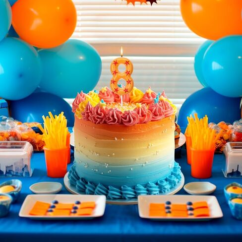 Number 8 Anime Theme Birthday Number Candles Yellow and Red Stars Print Birthday Cake Topper Candles Numeral Birthday Candle for Boy Husband Party Decor Supplies in Saudi Arabia