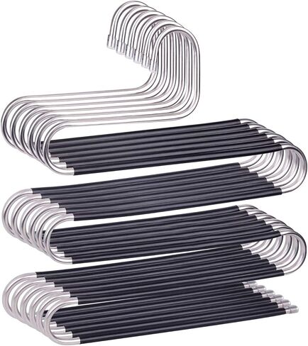 devesanter Hangers Space Save Non-Slip 6 Pack S-Shape Clothes Hangers Stainless Steel Closet Storage Organizer for Pants Jeans Scarf Trousers Hanging Black in Saudi Arabia