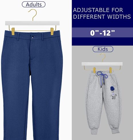 Amber Home 24 Pack White Wooden Pants Hangers with Gold Clips, Wood Skirt Hangers Trouser Hangers with Gold Hook for Jeans, Slacks, Shorts in Saudi Arabia