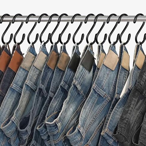 10 Pack S Hooks, S Hooks for Hanging, 3.5 Inch Non Slip Heavy Duty S Hooks, Small Steel Metal Black Closet S Hooks for Hanging Clothes, Jeans, Bags, Plants, Cups, Pot, Pan, Towels in Saudi Arabia