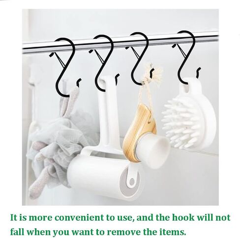8 pcs 3.5 inch Black S Hooks,Heavy Duty S Shaped Hooks for Hanging Rust-Proof S Hooks with Safety Buckle Design for Hanging Plants Coffee Cups Pots and Pans Clothes Bags in Kitchen Bathroom in Saudi Arabia