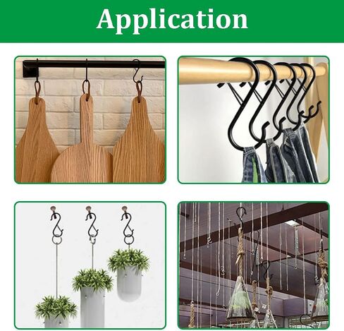 8 pcs 3.5 inch Black S Hooks,Heavy Duty S Shaped Hooks for Hanging Rust-Proof S Hooks with Safety Buckle Design for Hanging Plants Coffee Cups Pots and Pans Clothes Bags in Kitchen Bathroom in Saudi Arabia