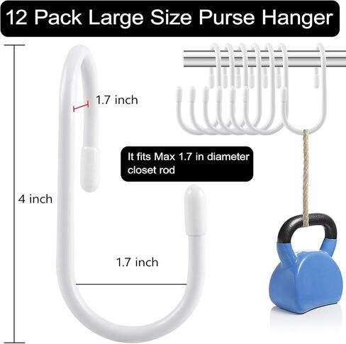 24 Pack Purse Hanger for Closet, Twist Design S Hooks for Hanging Bags, Vinyl Coated Bag Hanger Closet Organizer, Large Closet S Hooks for Hanging Jeans, Bags, Purses, Belts, Caps, Black in Kuwait