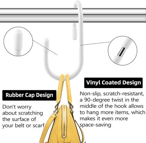 24 Pack Purse Hanger for Closet, Twist Design S Hooks for Hanging Bags, Vinyl Coated Bag Hanger Closet Organizer, Large Closet S Hooks for Hanging Jeans, Bags, Purses, Belts, Caps, Black in Kuwait