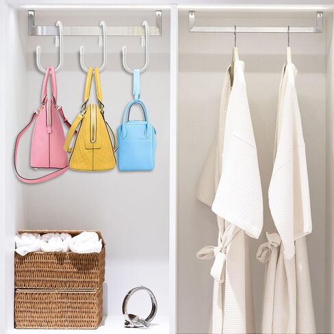 24 Pack Purse Hanger for Closet, Twist Design S Hooks for Hanging Bags, Vinyl Coated Bag Hanger Closet Organizer, Large Closet S Hooks for Hanging Jeans, Bags, Purses, Belts, Caps, Black in Kuwait