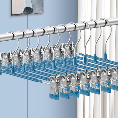 Pants Hangers with Clips for Women 20 Pack Adjustable Heavy Duty Space Saving Skirt Hangers Non-Slip Trousers, Jeans Clothes ,Shorts Black,12Inch in Saudi Arabia