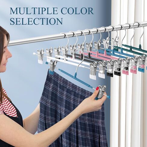 Pants Hangers with Clips for Women 20 Pack Adjustable Heavy Duty Space Saving Skirt Hangers Non-Slip Trousers, Jeans Clothes ,Shorts Black,12Inch in Saudi Arabia
