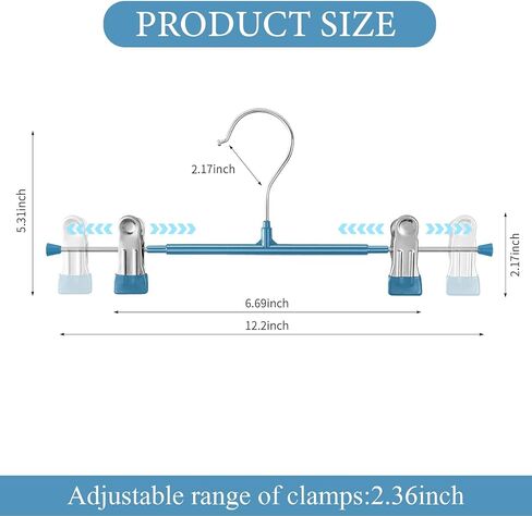 Pants Hangers with Clips for Women 20 Pack Adjustable Heavy Duty Space Saving Skirt Hangers Non-Slip Trousers, Jeans Clothes ,Shorts Black,12Inch in Saudi Arabia