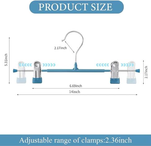 Pants Hangers with Clips for Women 20 Pack Adjustable Heavy Duty Space Saving Skirt Hangers Non-Slip Trousers, Jeans Clothes ,Shorts Black,12Inch in Saudi Arabia