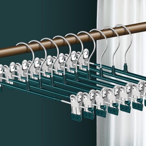 Pants Hangers with Clips for Women 20 Pack Adjustable Heavy Duty Space Saving Skirt Hangers Non-Slip Trousers, Jeans Clothes ,Shorts Black,12Inch in Saudi Arabia