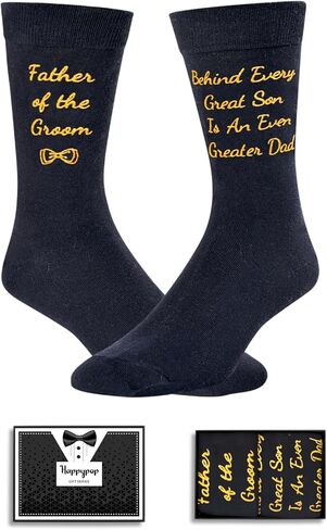 HAPPYPOP Funny Father Of The Bride Gifts for Father in Law Funny Wedding Dress Socks Golden in Kuwait