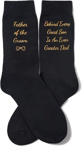 HAPPYPOP Funny Father Of The Bride Gifts for Father in Law Funny Wedding Dress Socks Golden in Kuwait