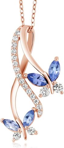 Gem Stone King 925 Sterling Silver Blue Tanzanite Butterfly Infinity Pendant Necklace For Women (1.21 Cttw, Marquise Cut, December Gemstone Birthstone, with 18 Inch Silver Chain) in Saudi Arabia