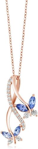 Gem Stone King 925 Sterling Silver Blue Tanzanite Butterfly Infinity Pendant Necklace For Women (1.21 Cttw, Marquise Cut, December Gemstone Birthstone, with 18 Inch Silver Chain) in Saudi Arabia