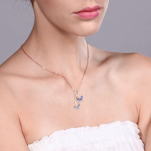 Gem Stone King 925 Sterling Silver Blue Tanzanite Butterfly Infinity Pendant Necklace For Women (1.21 Cttw, Marquise Cut, December Gemstone Birthstone, with 18 Inch Silver Chain) in Saudi Arabia