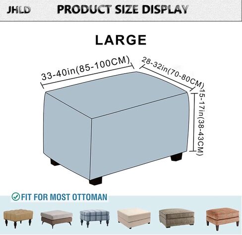 Waterproof Ottoman Cover Rectangle, Stretch Velvet Soft Ottoman Slipcovers Fit Folding Storage Stool with Elastic Bottom-Khaki-Medium in Saudi Arabia