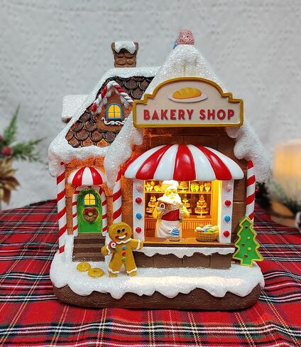MOMENTS IN TIME 10" H Polyresin LED & Musical Gingerbread Bakery Shop Battery (not Included) in Kuwait