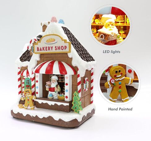 MOMENTS IN TIME 10" H Polyresin LED & Musical Gingerbread Bakery Shop Battery (not Included) in Kuwait