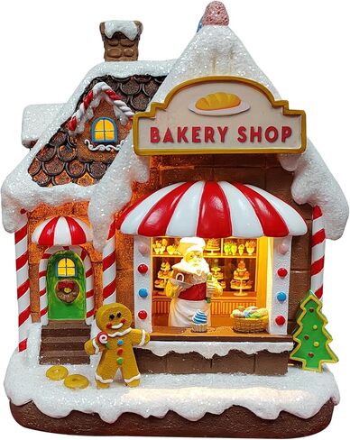 MOMENTS IN TIME 10" H Polyresin LED & Musical Gingerbread Bakery Shop Battery (not Included) in Kuwait