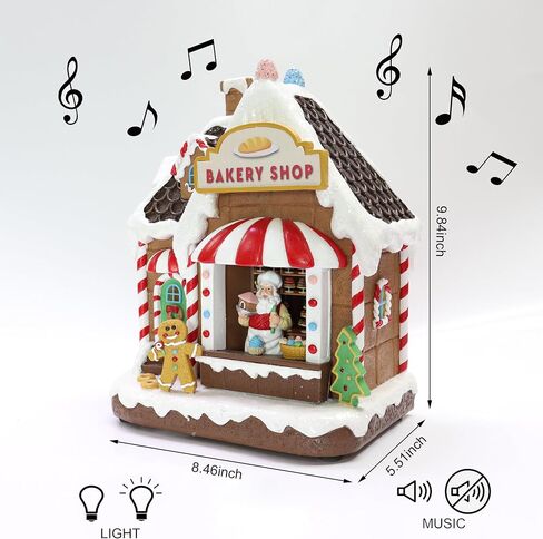 MOMENTS IN TIME 10" H Polyresin LED & Musical Gingerbread Bakery Shop Battery (not Included) in Kuwait