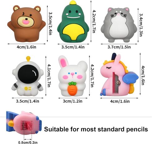 6 PCS Cute Pencil Sharpeners, Kids Pencil Sharpener Manual, Hand Held Pencil Sharpener, Funny Sharpener Cartoon Creative, Kawaii Stationary Gifts Mini School Office Supplies in Saudi Arabia