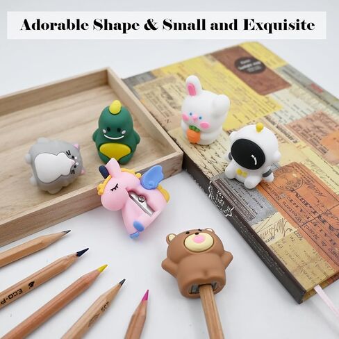 6 PCS Cute Pencil Sharpeners, Kids Pencil Sharpener Manual, Hand Held Pencil Sharpener, Funny Sharpener Cartoon Creative, Kawaii Stationary Gifts Mini School Office Supplies in Saudi Arabia