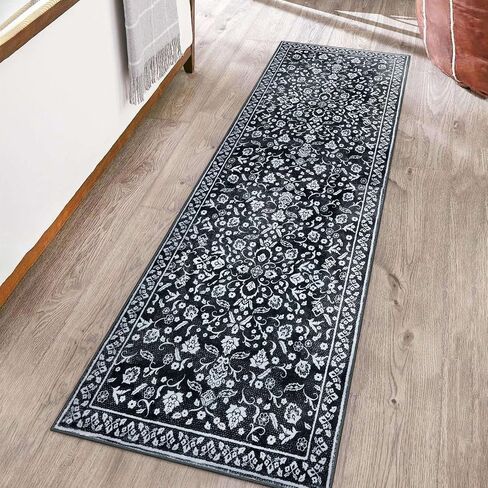 Vintage Washable 2x5 Rug Runner, Sage Green Beige Runners for hallways, Super Soft Kitchen Runner Rug Non Slip, Print Faux Wool Floral Thin Carpet Runner for Entryway Indoor Bedroom in Saudi Arabia