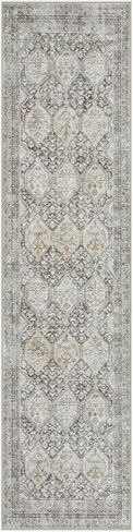 Lahome Vintage Kitchen Runner Rug, Washable Runners for Hallway 2x10 Long Runner Rug Non Slip Entryway Runner Indoor, Grey Geometric Stain Resistant Carpet Runners for Kitchen Floor Hallway in Saudi Arabia