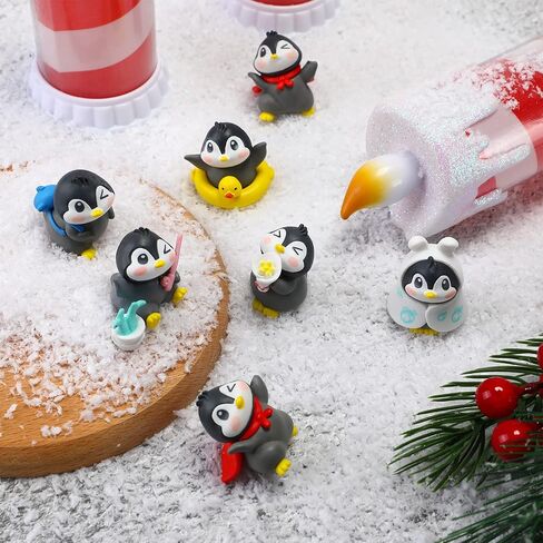 Macarrie 20 Pcs Penguin Figurines Cute Penguin Characters Toys Penguin Figures Cake Toppers Decorations Winter Small Penguin Figurines for Boy Girl Gift Birthday Landscape Party(Cute Style) in Kuwait