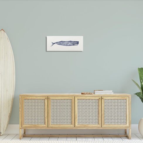 Stupell Industries Classic Whale Watercolor Blue Illustration Canvas Wall Art, 10x24, Multicolor in Saudi Arabia