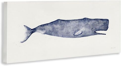 Stupell Industries Classic Whale Watercolor Blue Illustration Canvas Wall Art, 10x24, Multicolor in Saudi Arabia