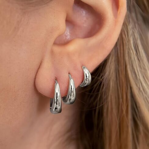 Risamil Hoop Earrings for Women 14K Gold Plated/Silver Hoops Simple Gold Knot Huggie Small Hoop Earrings Set Trendy Gold Hoops Everyday Wear Gold Earrings for Women Girls Jewelry in Kuwait