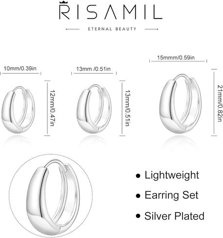 Risamil Hoop Earrings for Women 14K Gold Plated/Silver Hoops Simple Gold Knot Huggie Small Hoop Earrings Set Trendy Gold Hoops Everyday Wear Gold Earrings for Women Girls Jewelry in Kuwait