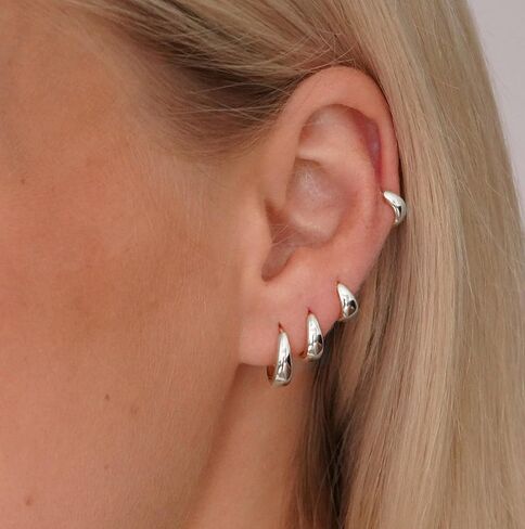 Risamil Hoop Earrings for Women 14K Gold Plated/Silver Hoops Simple Gold Knot Huggie Small Hoop Earrings Set Trendy Gold Hoops Everyday Wear Gold Earrings for Women Girls Jewelry in Kuwait