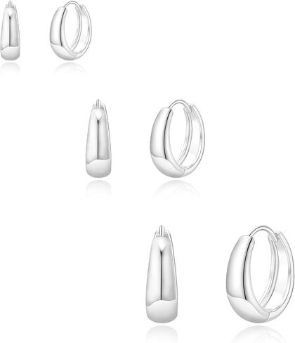 Risamil Hoop Earrings for Women 14K Gold Plated/Silver Hoops Simple Gold Knot Huggie Small Hoop Earrings Set Trendy Gold Hoops Everyday Wear Gold Earrings for Women Girls Jewelry in Kuwait