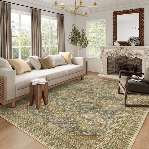 Lahome Vintage Kitchen Runner Rug, Washable Runners for Hallway 2x10 Long Runner Rug Non Slip Entryway Runner Indoor, Grey Geometric Stain Resistant Carpet Runners for Kitchen Floor Hallway in Saudi Arabia
