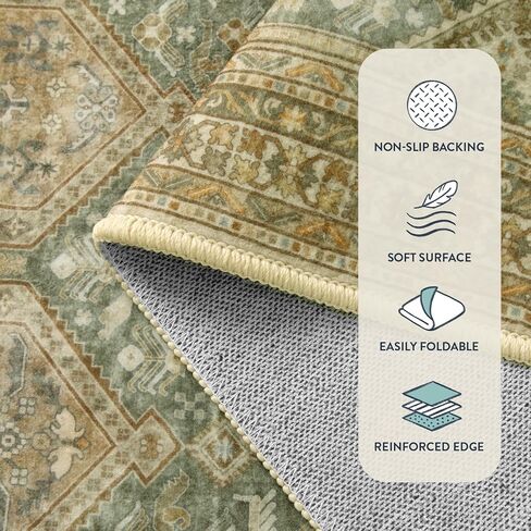 Lahome Vintage Kitchen Runner Rug, Washable Runners for Hallway 2x10 Long Runner Rug Non Slip Entryway Runner Indoor, Grey Geometric Stain Resistant Carpet Runners for Kitchen Floor Hallway in Saudi Arabia