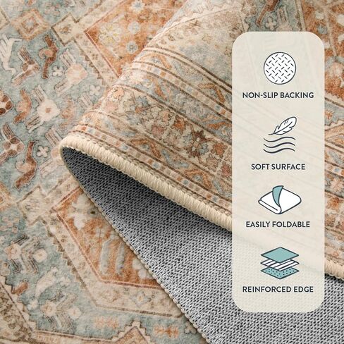 Lahome Vintage Kitchen Runner Rug, Washable Runners for Hallway 2x10 Long Runner Rug Non Slip Entryway Runner Indoor, Grey Geometric Stain Resistant Carpet Runners for Kitchen Floor Hallway in Saudi Arabia