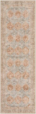 Lahome Vintage Kitchen Runner Rug, Washable Runners for Hallway 2x10 Long Runner Rug Non Slip Entryway Runner Indoor, Grey Geometric Stain Resistant Carpet Runners for Kitchen Floor Hallway in Saudi Arabia