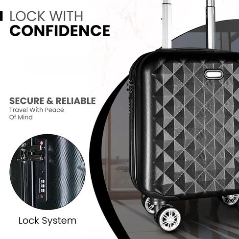 Hard Shell Carry-On Suitcase 18x14x8 - TSA Lock, Cup Holder, Extendable Handle, & Wheels - Fits Under Seat, Ideal for Airlines - Personal Item Roller Bag in Saudi Arabia
