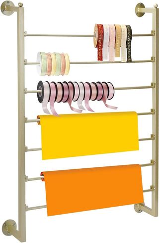 Ribbon Storage Organizer,Wall Mounted Ribbon Organizer,Wrapping Paper Rack,7-Layer Metal Ribbon Storage for Craft Room,Flower Shop,Gift Wrapping Paper in Saudi Arabia
